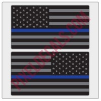 American Flag Decals - Black & Gray w/ Blue Line - Tactical